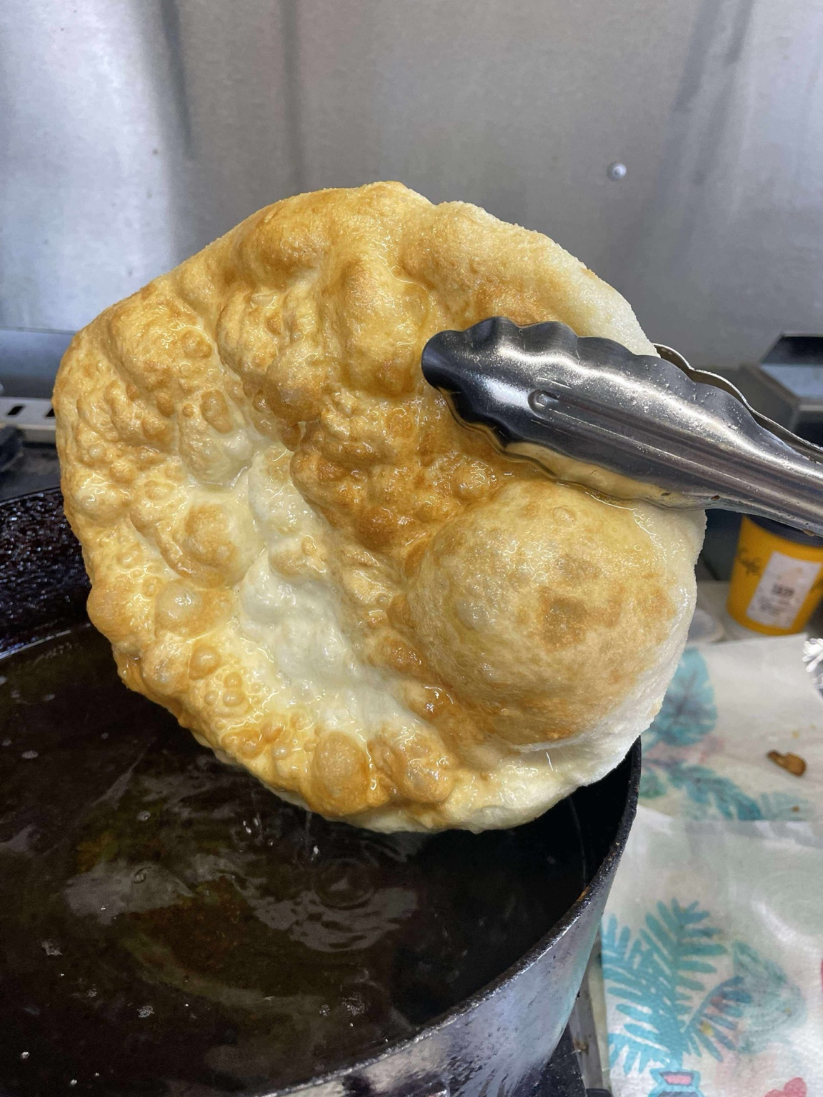Fresh fry bread being cooked