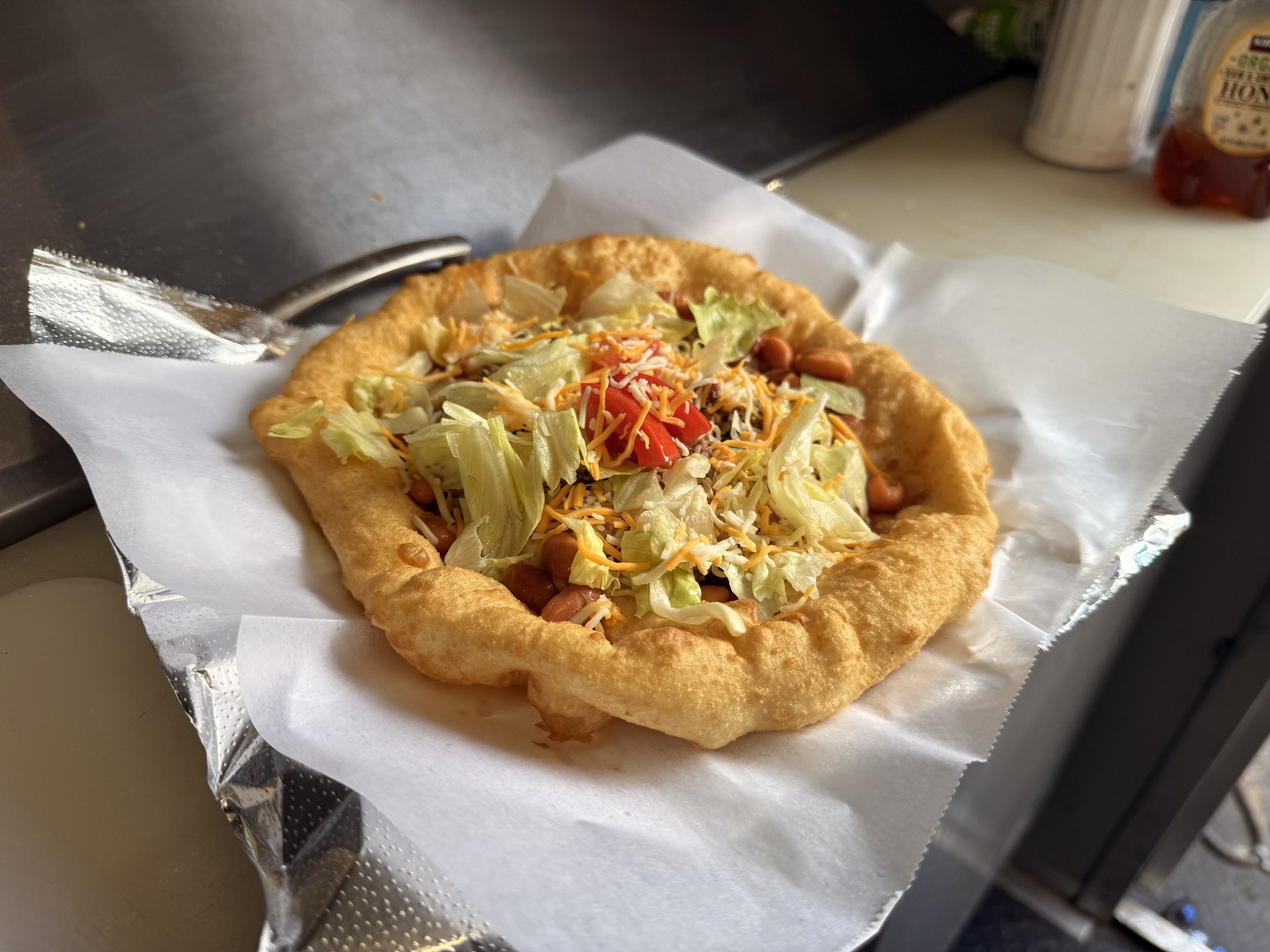 Navajo taco on fresh fry bread